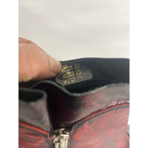 Un Tour en Ville Burgundy Distressed-Look Booties Womens EU Size 37 - Picture 9 of 9